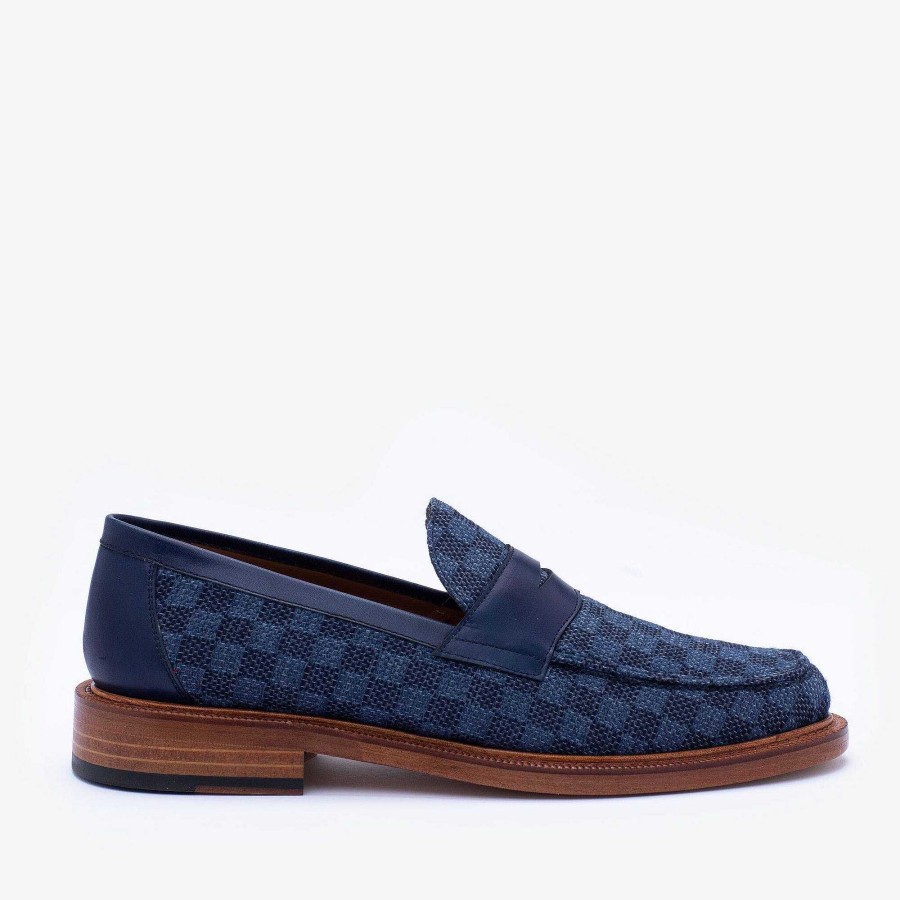 Loafers|Shoes TAFT | The Fitz Loafer In Blue Check - Blue Loafers | Taft