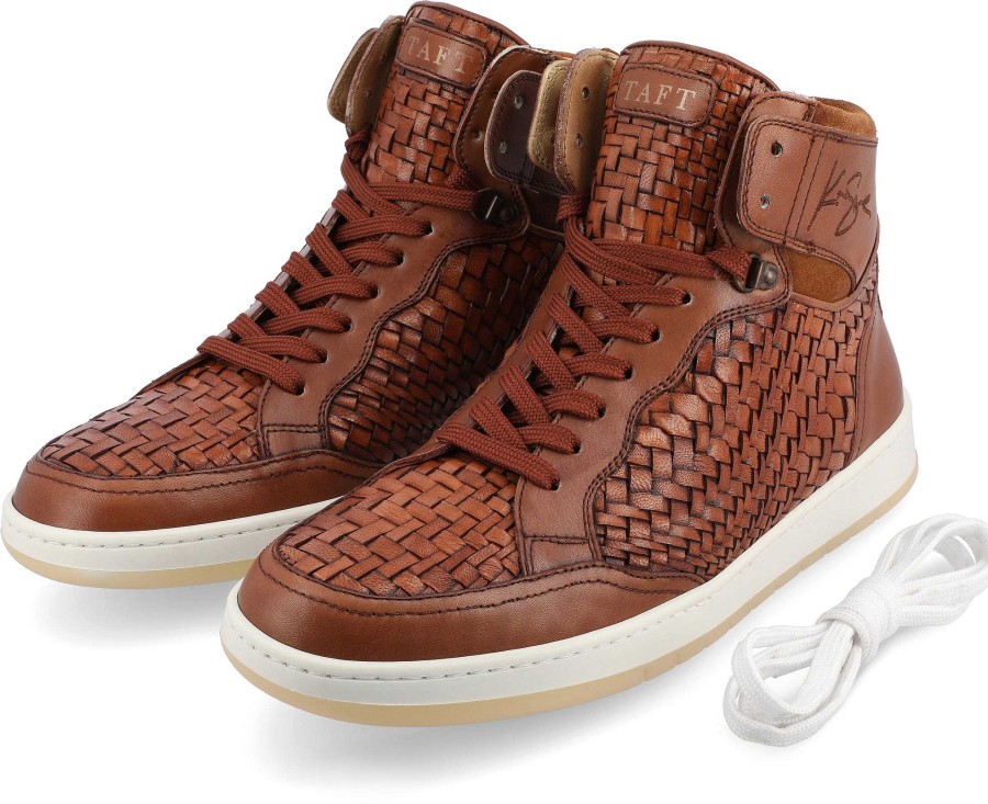 The Rapido Sneaker|Sneakers TAFT | Rapido Brown Leather Sneakers - Brown Woven | Taft