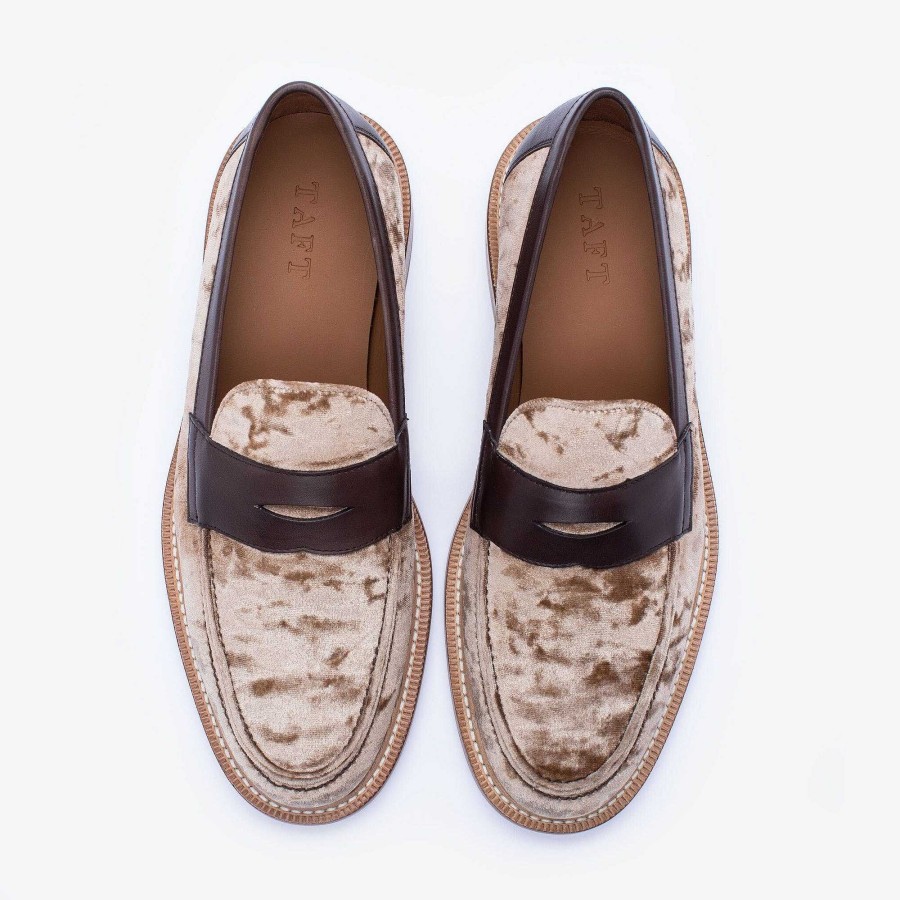 Loafers|Shoes TAFT | The Fitz Loafer In Champagne - Velvet Loafers | Taft