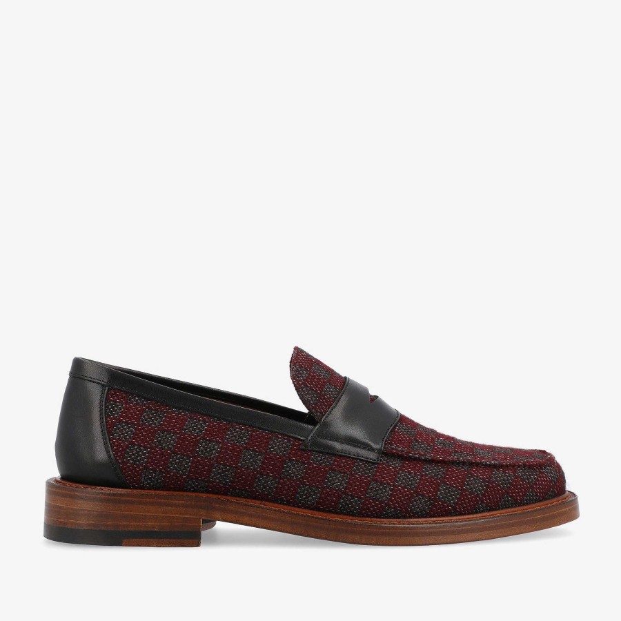 Loafers|Shoes TAFT | The Fitz Maroon Mens Loafers - Maroon Check | Taft