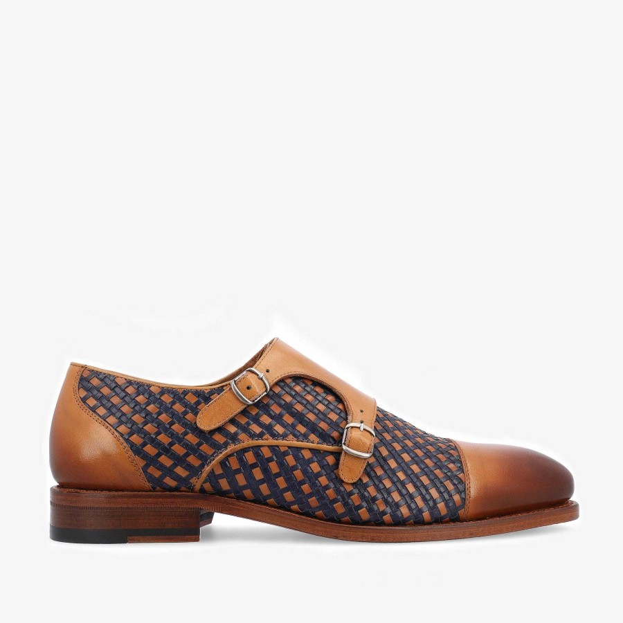 Shoes TAFT | The Lucca Monk Strap Shoe In Navy Woven Leather | Taft