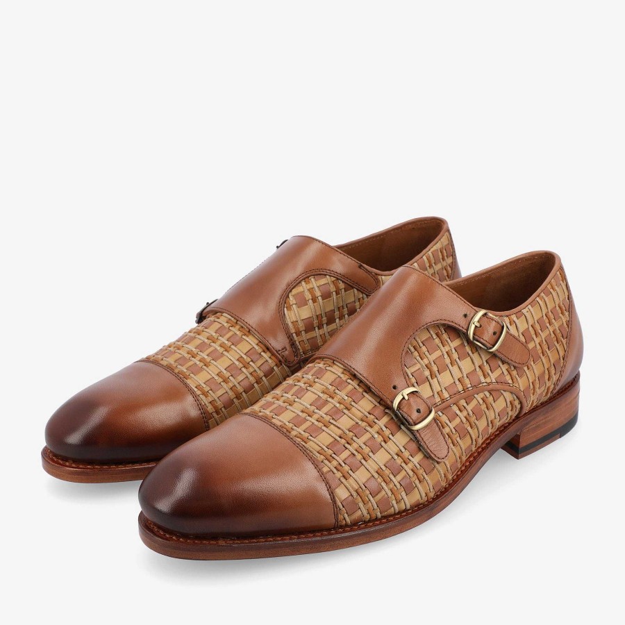 Shoes TAFT | The Lucca Monk Strap Shoe In Brown Woven | Taft